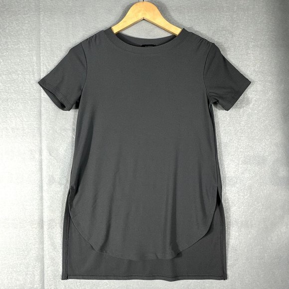 Halogen Womens Short Sleeve Tee Sz XXS Gray Asymmetric Hem Crew Neck Stretch - Picture 1 of 15